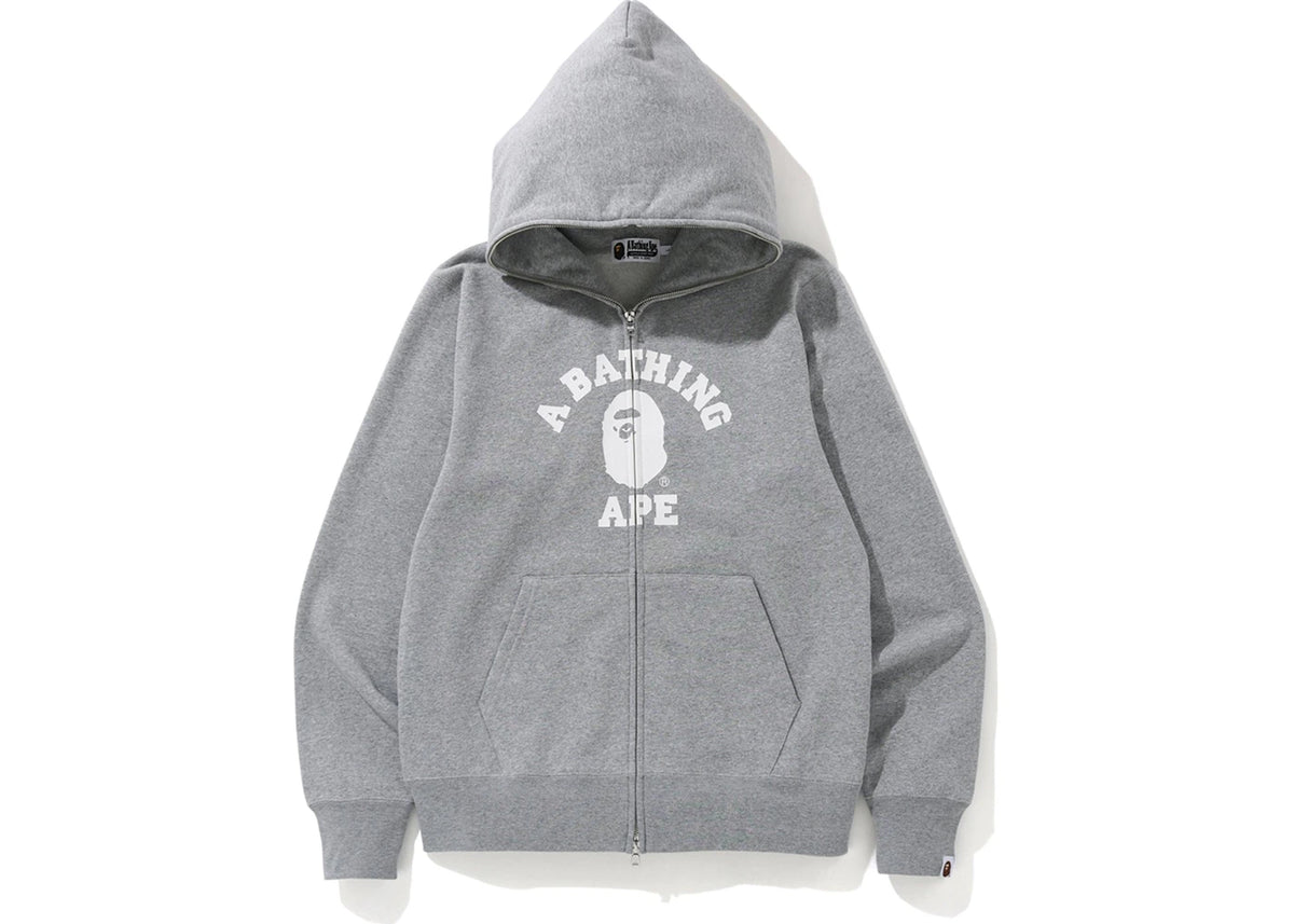 BAPE College Full Zip Hoodie Grey