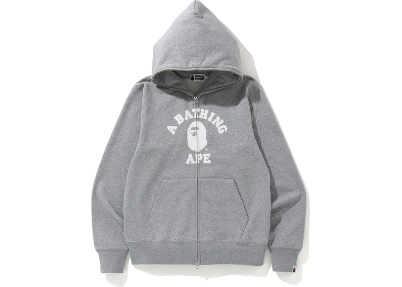 BAPE College Full Zip Hoodie Grey
