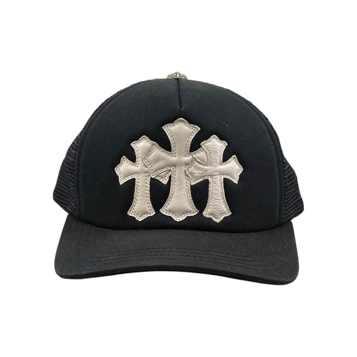 Chrome Hearts White Cemetery Cross CH Trucker Hat Black