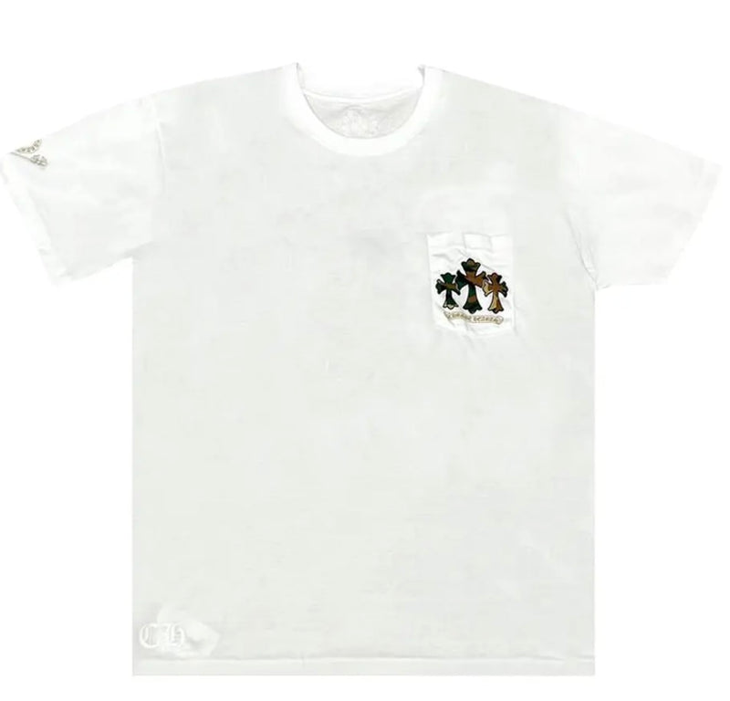 Chrome Hearts Triple Cross Horseshoe Logo Pocket T-Shirt 'White/Camo'