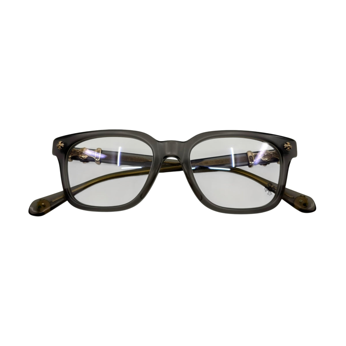 Chrome Hearts Cox Ucker Glasses Matte Grey With Gold Accents