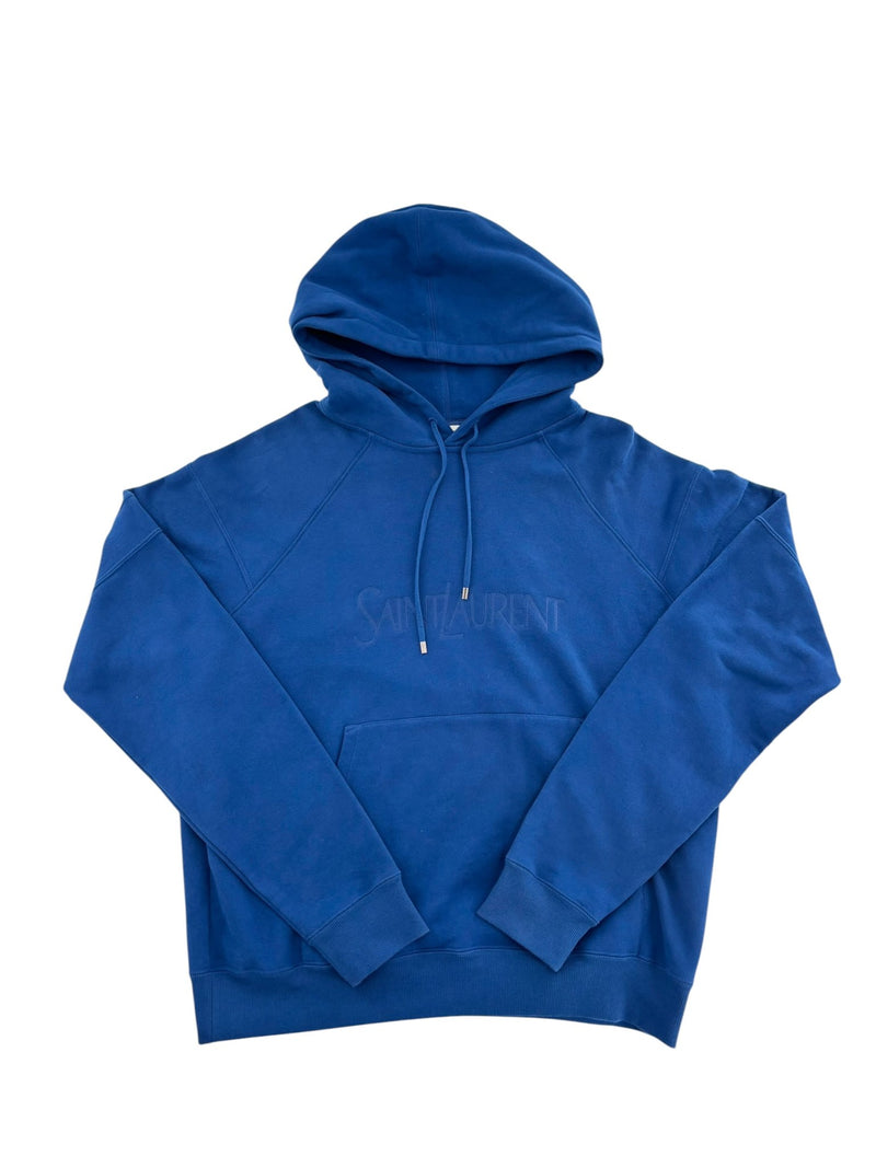 Saint Laurent Logo Hoodie Blue