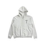 Chrome Hearts T-Logo Script Letters Zip Up Hoodie White