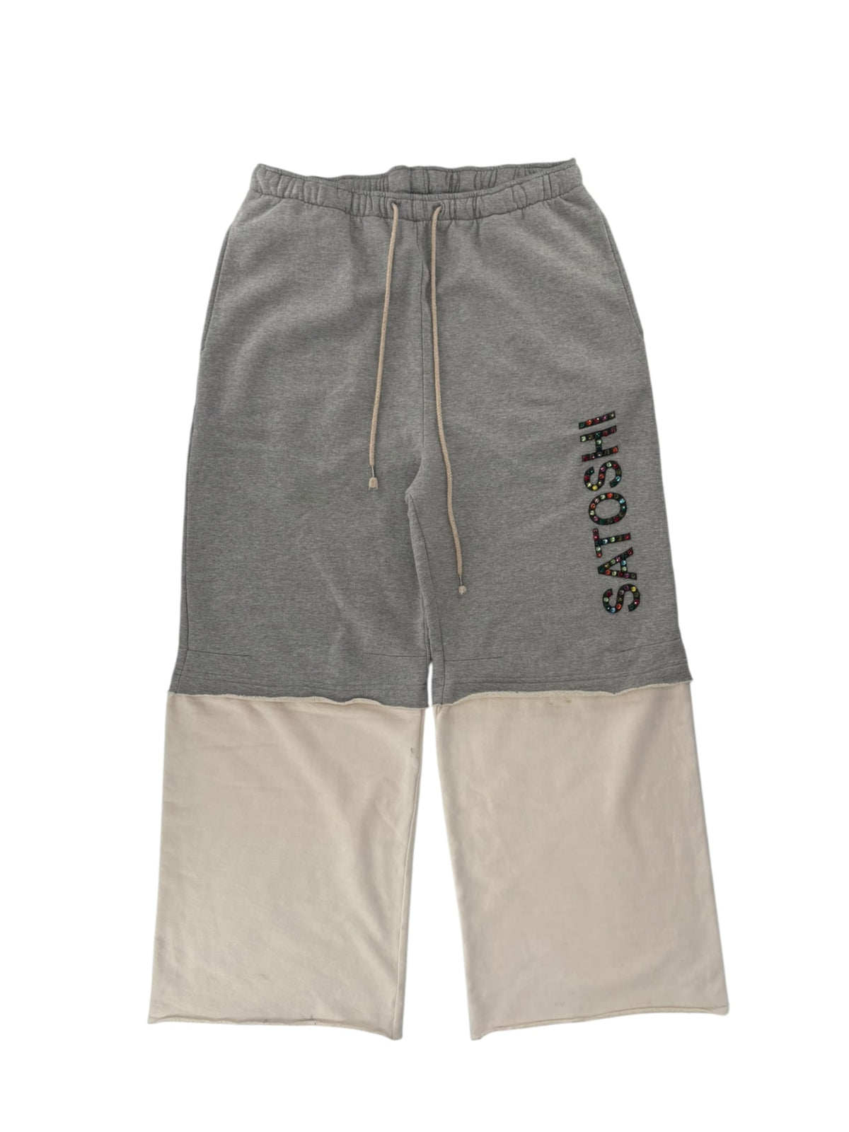 Satoshi Double Layer Studded Sweatpants Grey
