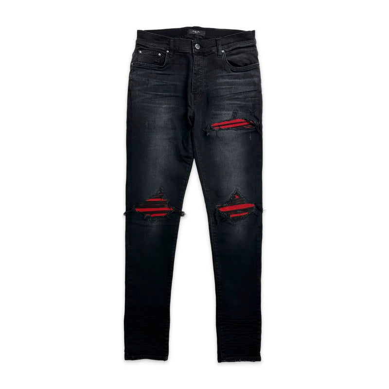 Amiri MX1 Suede Patch Jeans Black/Red