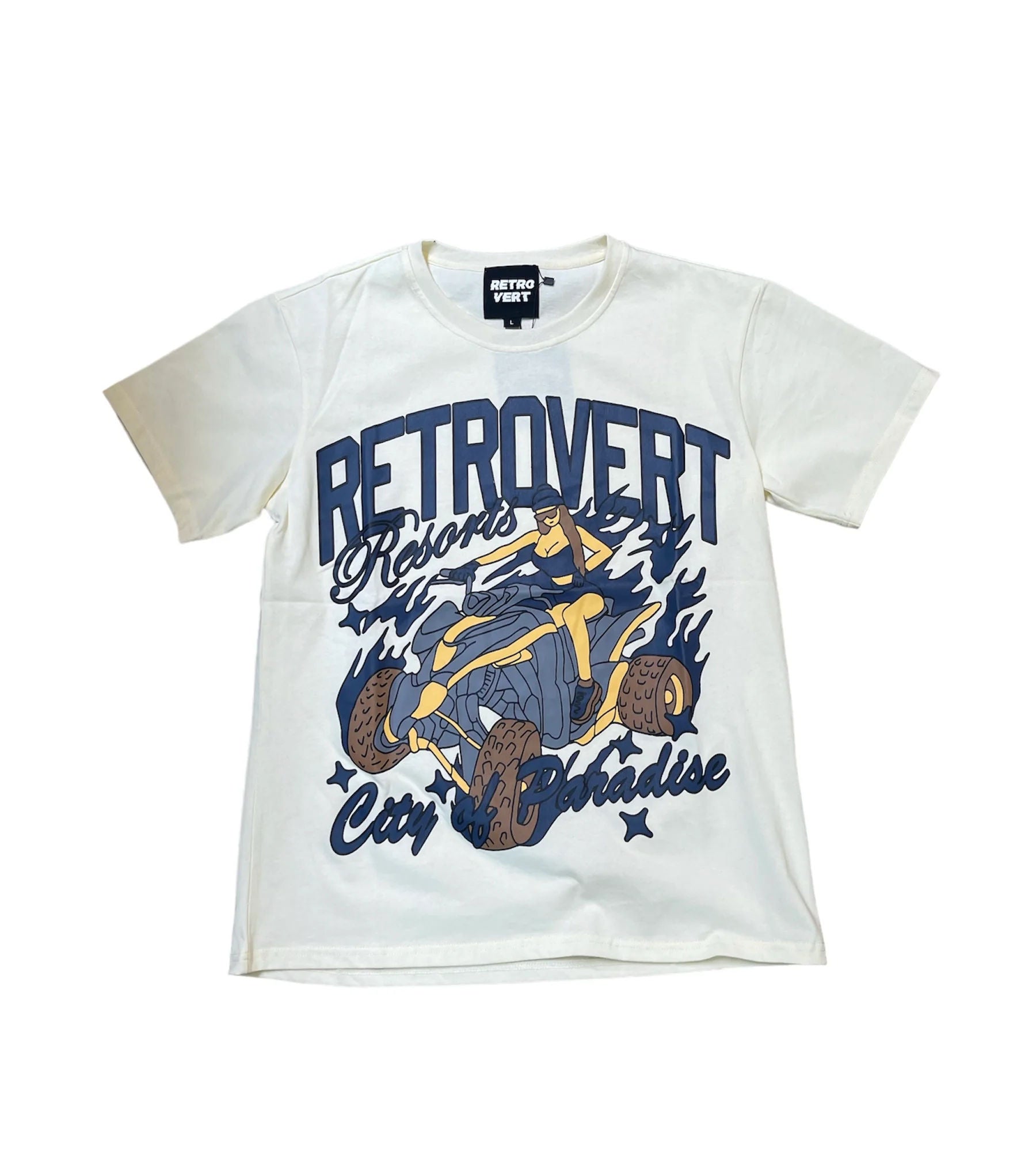 Retrovert Tee &quot;Paradise&quot; Blue/Cream