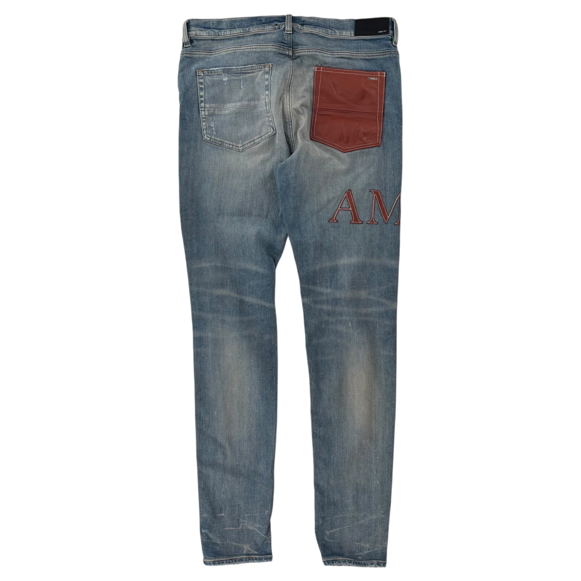 Amiri Logo Patch Ribbed Denim Brown