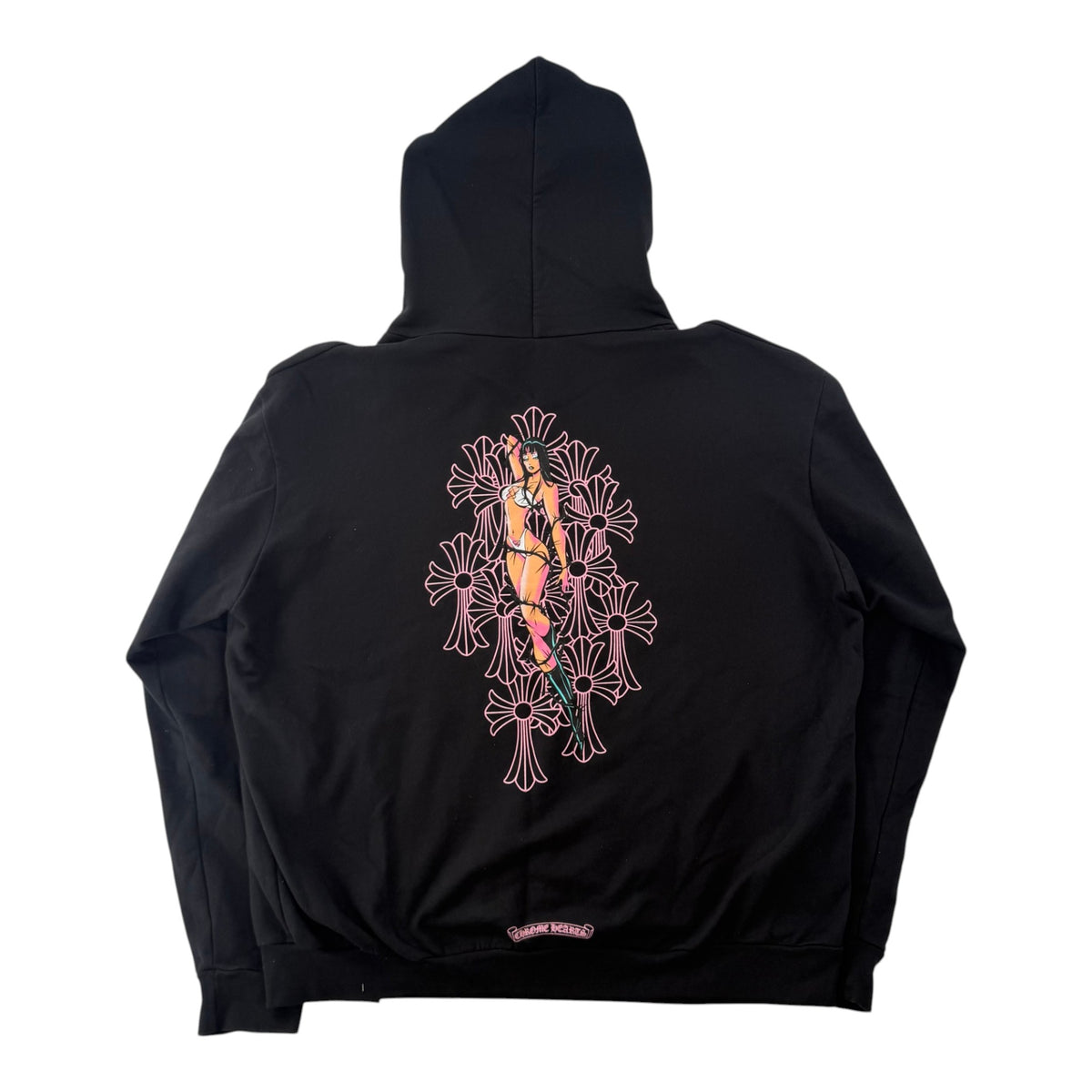 Chrome Hearts Deadly Doll Pink Scroll Logo Zip Up Black 