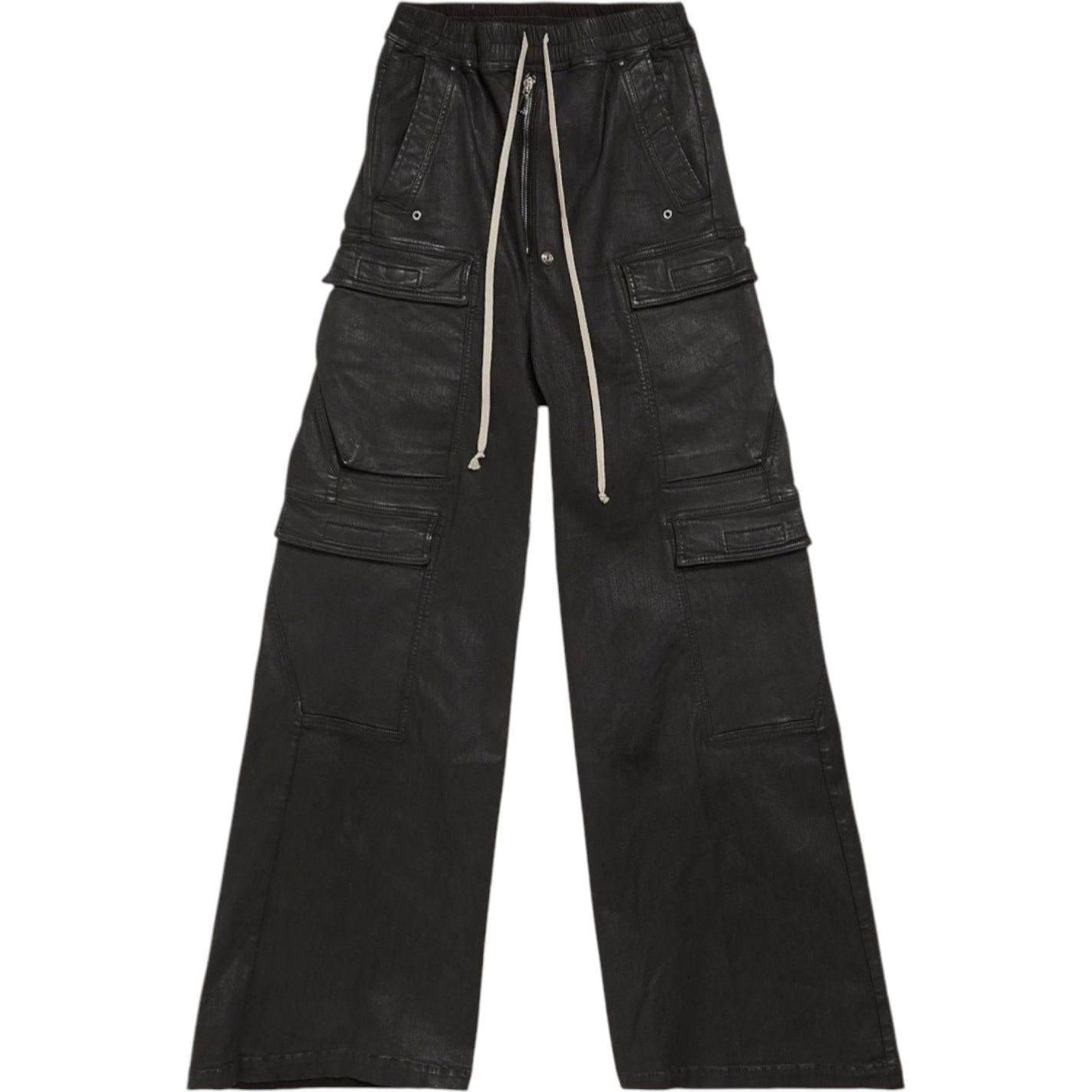 Rick Owens Waxed Denim Cargobelas "Black"