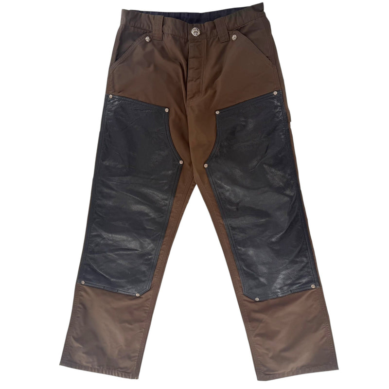 Chrome Hearts Leather Double Knee Carpenter Nylon Pants Brown