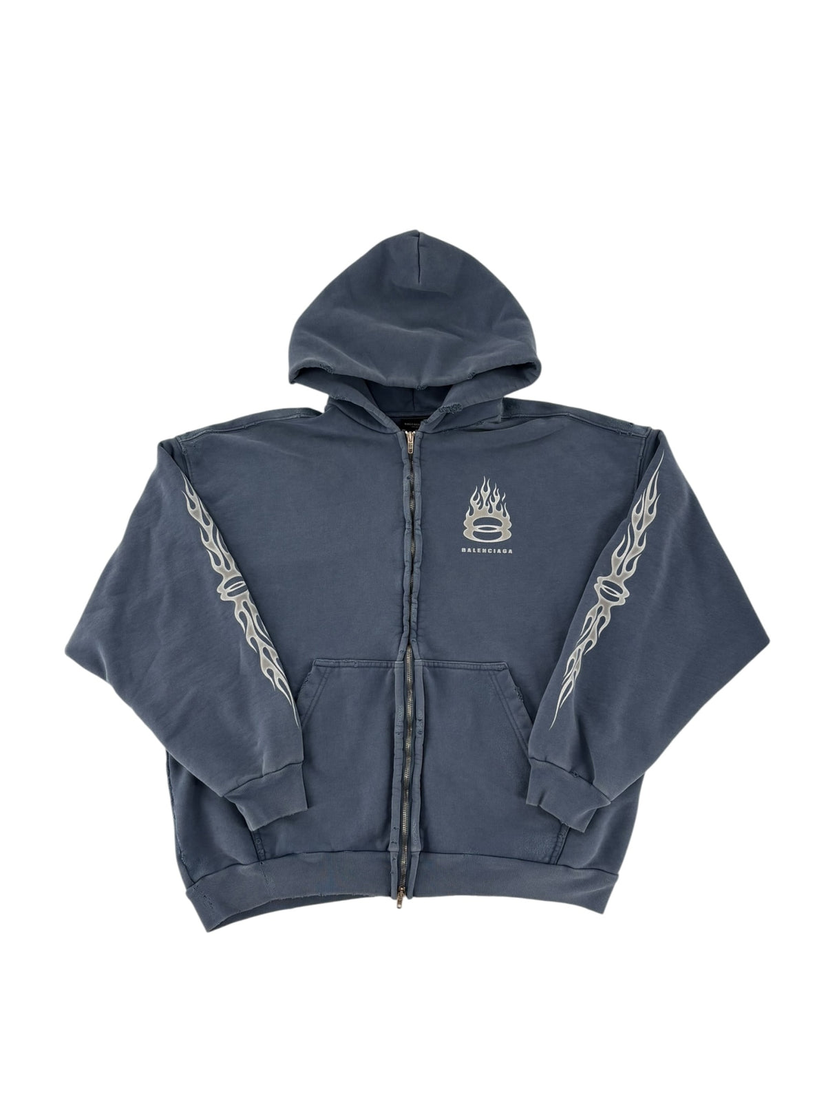 Balenciaga Burning Unity Zip Up Hoodie Blue