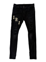 Amiri Logo Patch Distressed Denim Black Cream