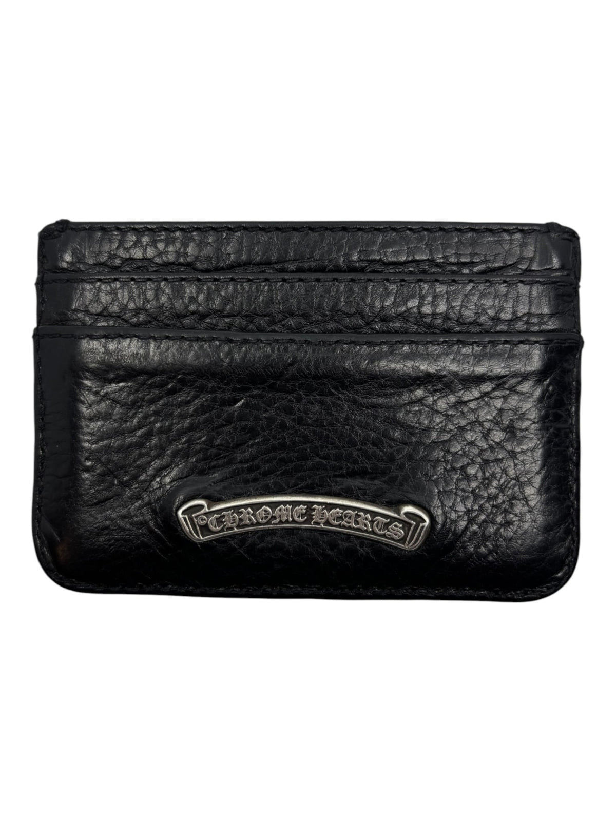 Chrome Hearts Silver Cross Leather Cardholder Black Accessory