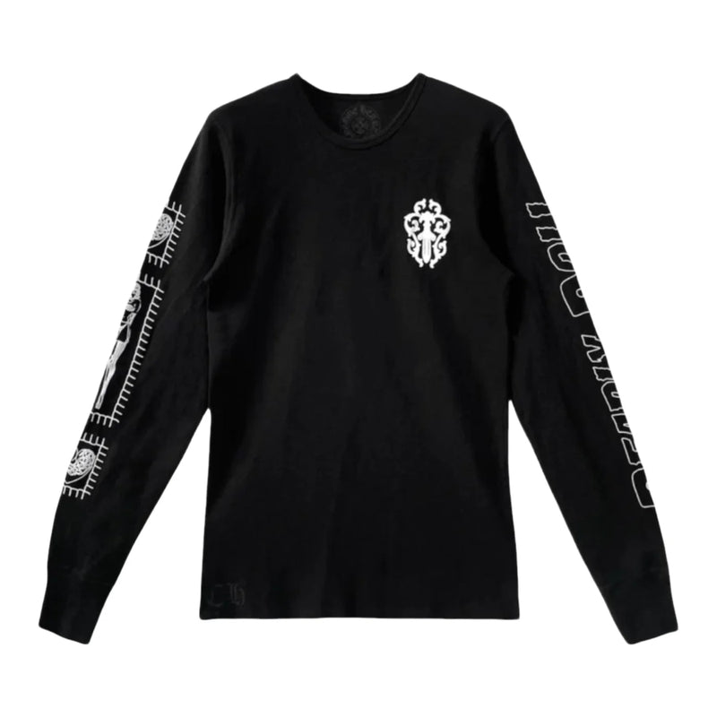 Chrome Hearts Deadly Doll Horseshoe Waffle Thermal Long Sleeve Black