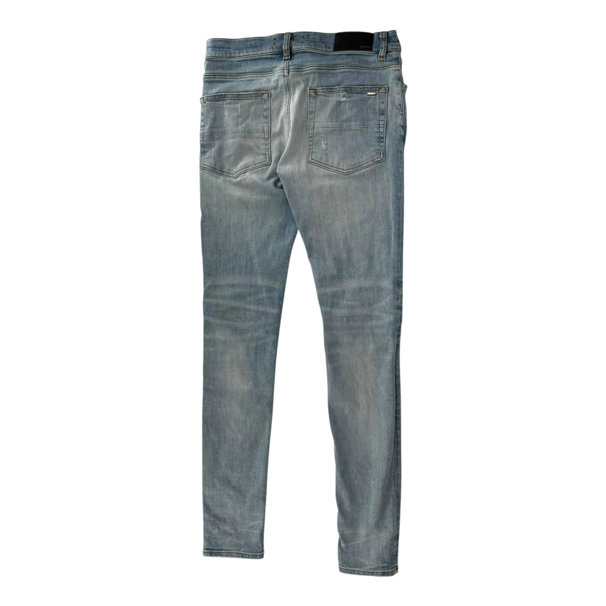 Amiri MX1 Blue Jeans White Ribbed