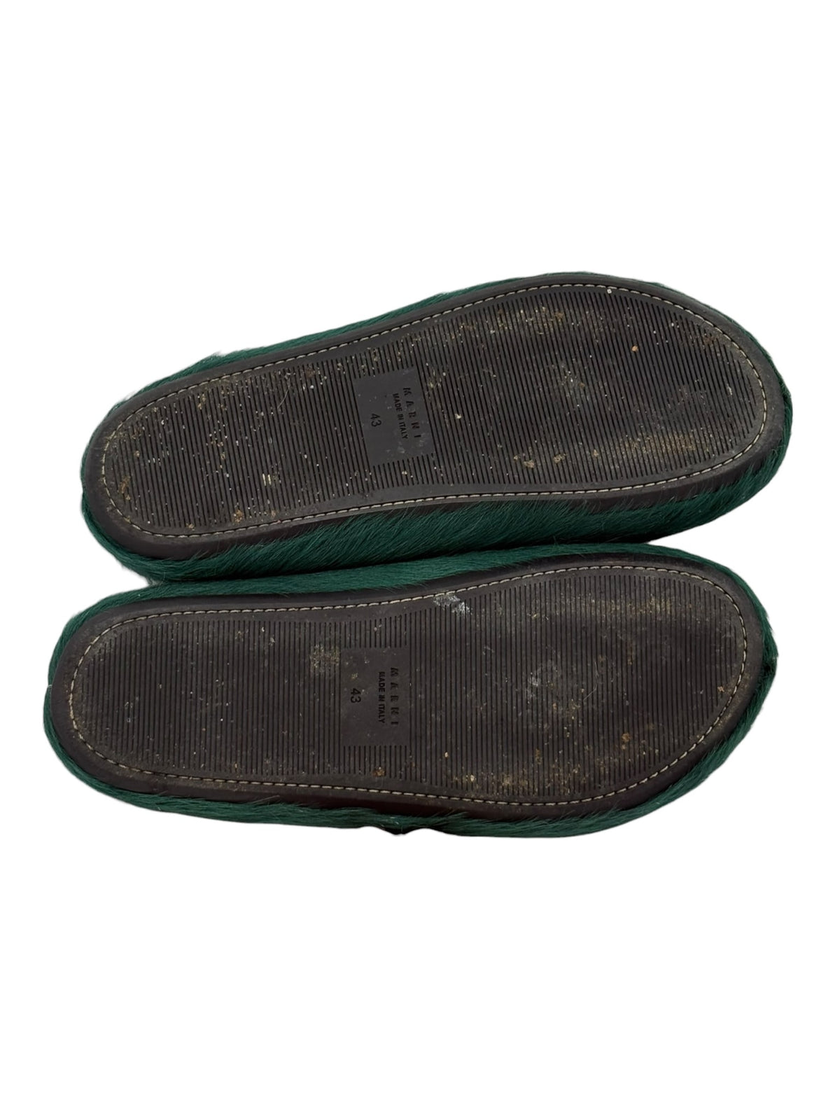 Marni Furry Slides Green