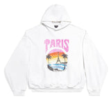 Paris Tropical Round Hoodie Oversized White/pink