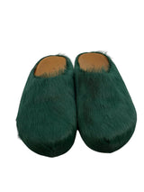 Marni Furry Slides Green