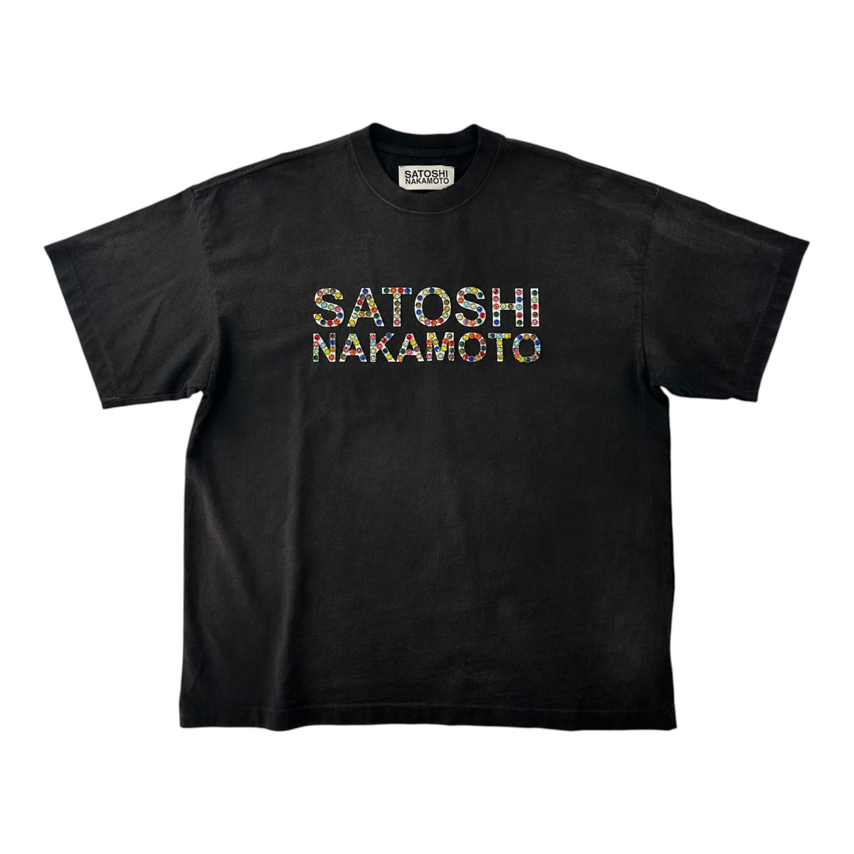 Satoshi Nakamoto Studded Logo Tee Black