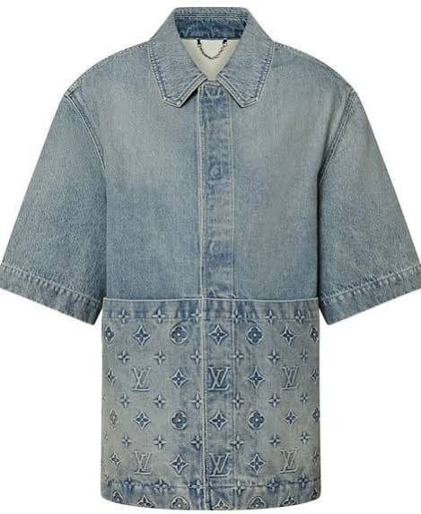 Louis Vuitton Short Sleeve Denim Workwear Shirt Washed Denim