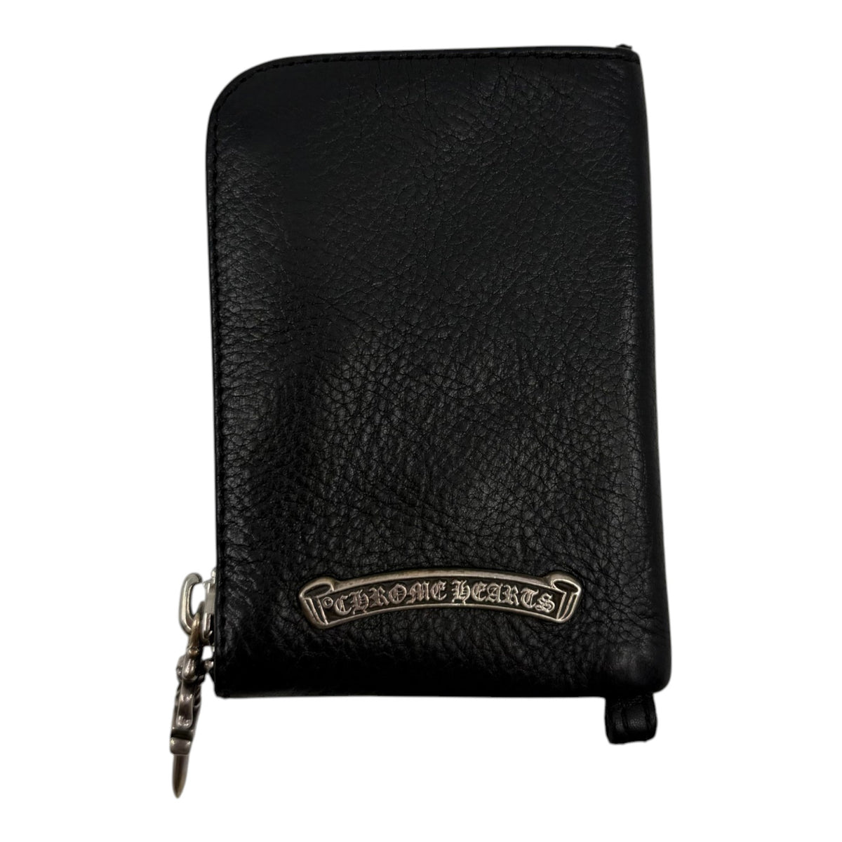 Chrome Hearts Leather Cross Patch Zipper Wallet Black