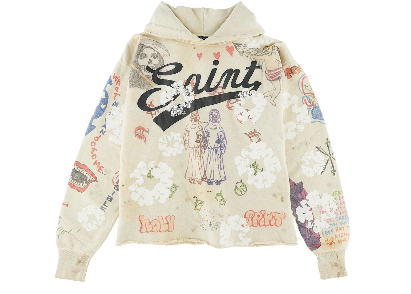 Saint Mxxxxxx x Denim Tears Graffiti Hoodie Grey - Lightly Worn