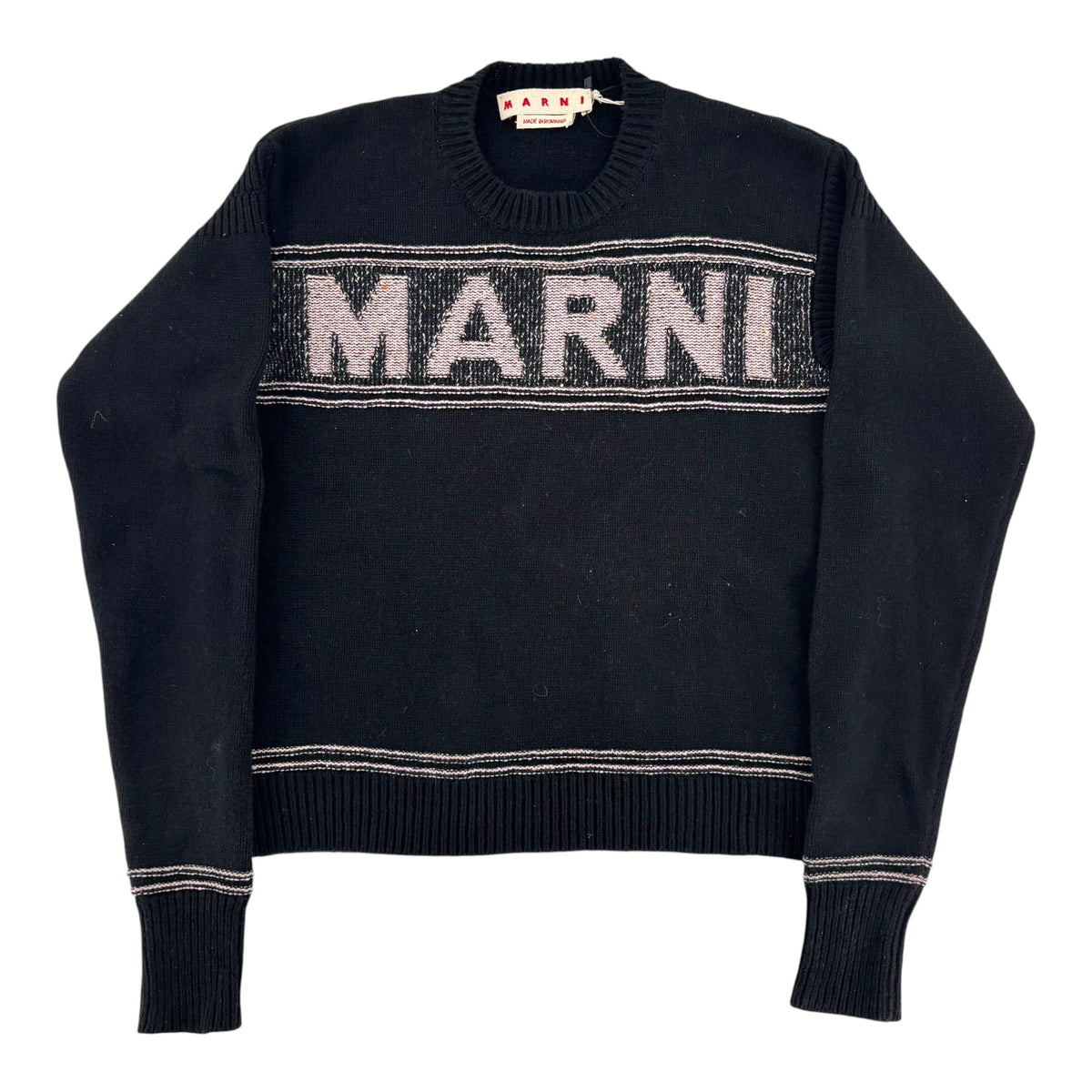 Marni Intarsia Wool Sweater Black