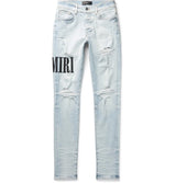 Amiri Embroidered Logo Distressed Jeans Lightwash
