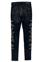 Amiri Camo Bone Patched Denim Black