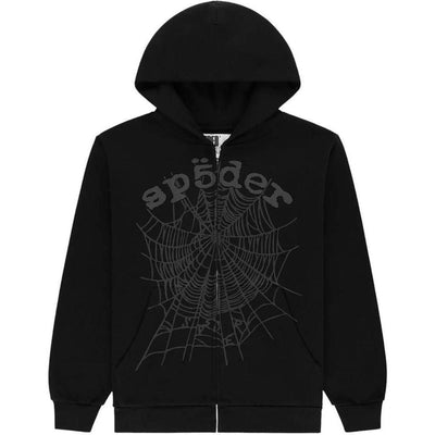 Sp5der OG Web V2 Phantom Zip Up Hoodie Black