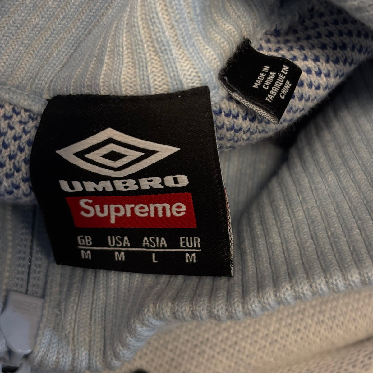 Supreme Umbro Zip Up Sweater Light Blue
