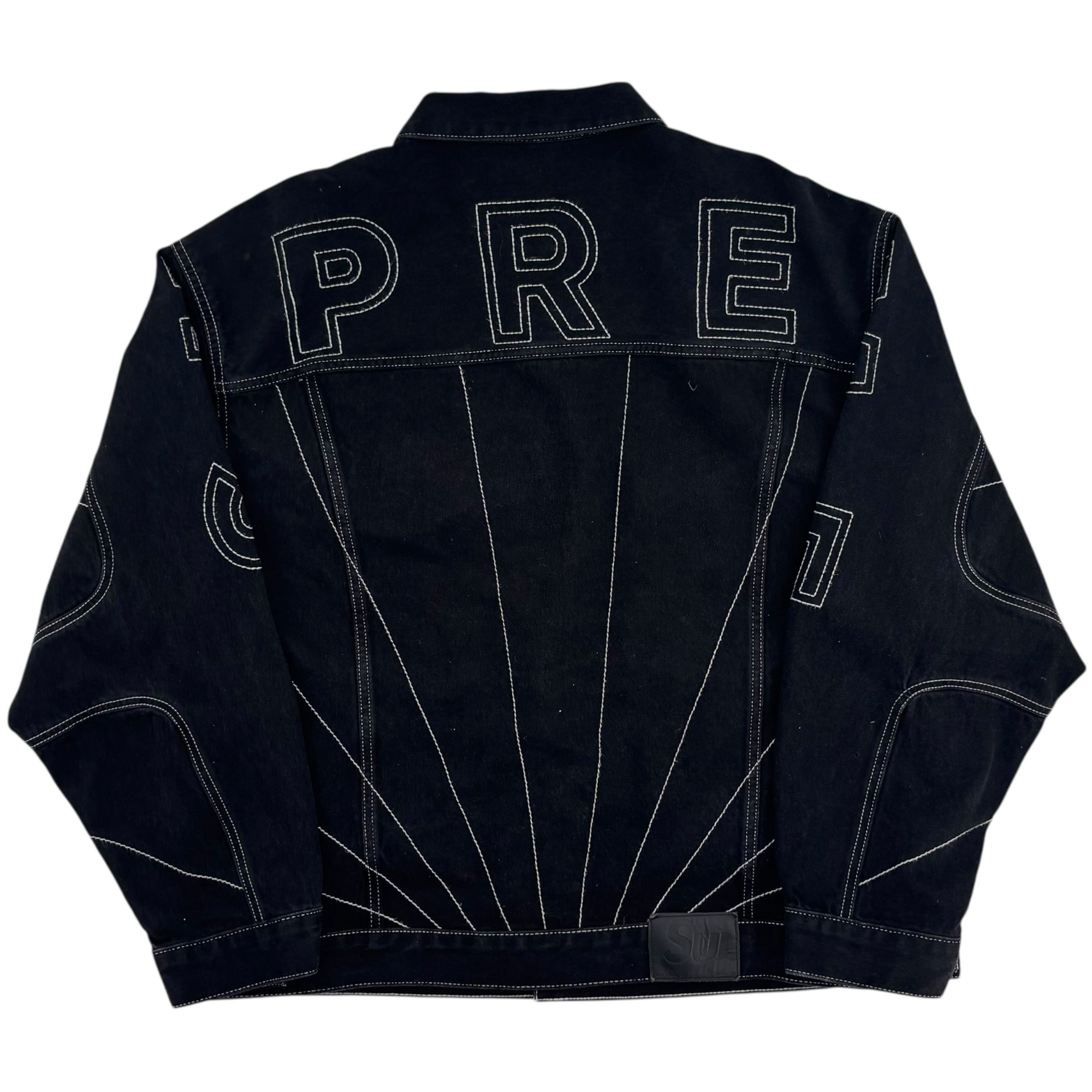 Supreme Radial Embroidered Denim Trucker Jacket Black