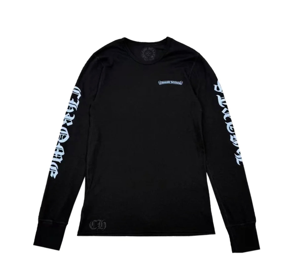 Chrome Hearts Blue Scroll Logo Thermal Long Sleeve Tee Black