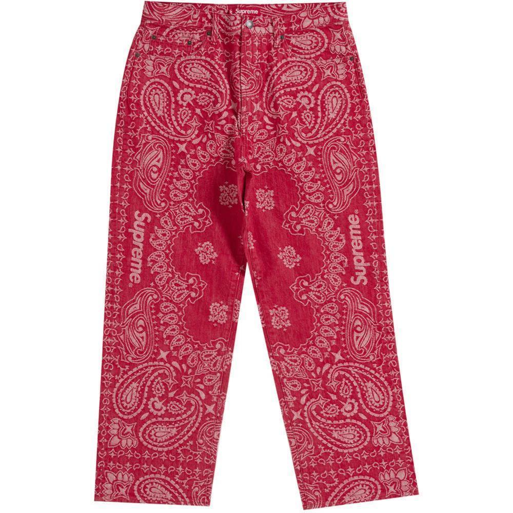 Supreme Bandana Jacquard Baggy Jean Red
