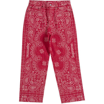 Supreme Bandana Jacquard Baggy Jean Red