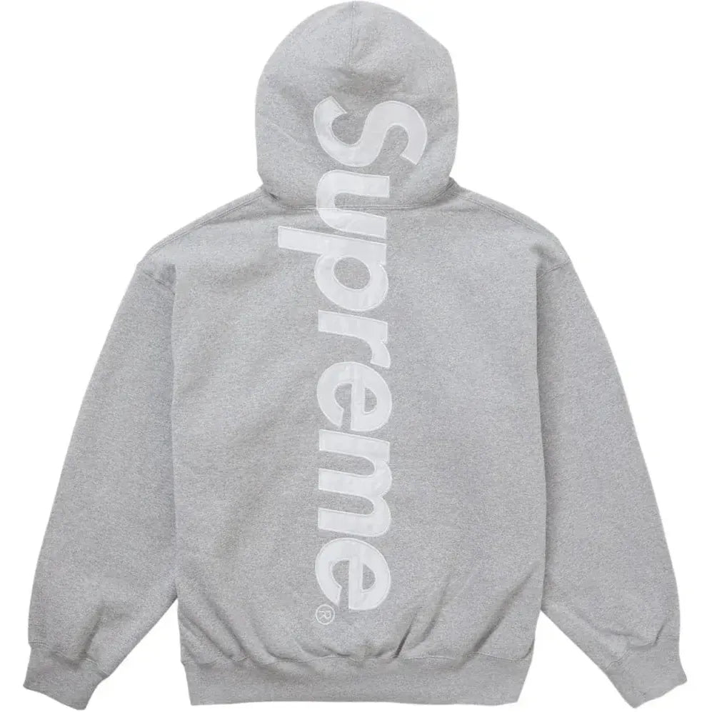Supreme Satin Applique Hooded Sweatshirt FW24 Heather Grey