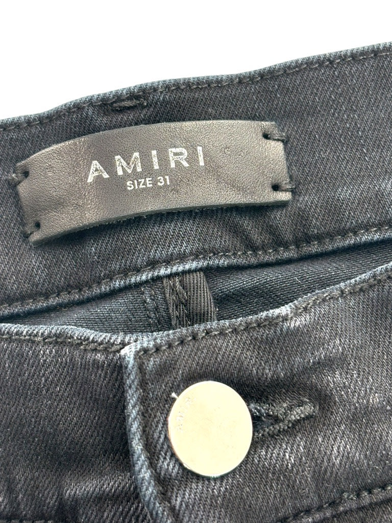 Amiri Logo Patch Distressed Denim Black Cream