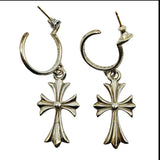 Chrome Hearts Tiny CH Cross Hoop Earring Silver