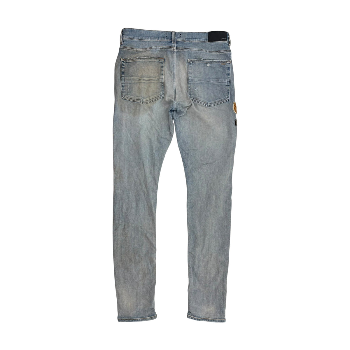 AMIRI Varsity Eagle Logo-Patch Jeans Blue