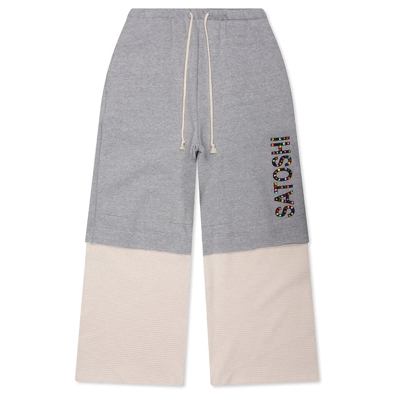 Satoshi Double Layer Studded Sweatpants Grey