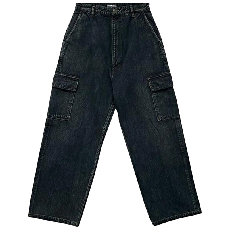 Balenciaga Wide Leg Cargo Jeans Black