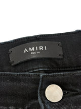 Amiri Logo Patch Distressed Denim Black Cream