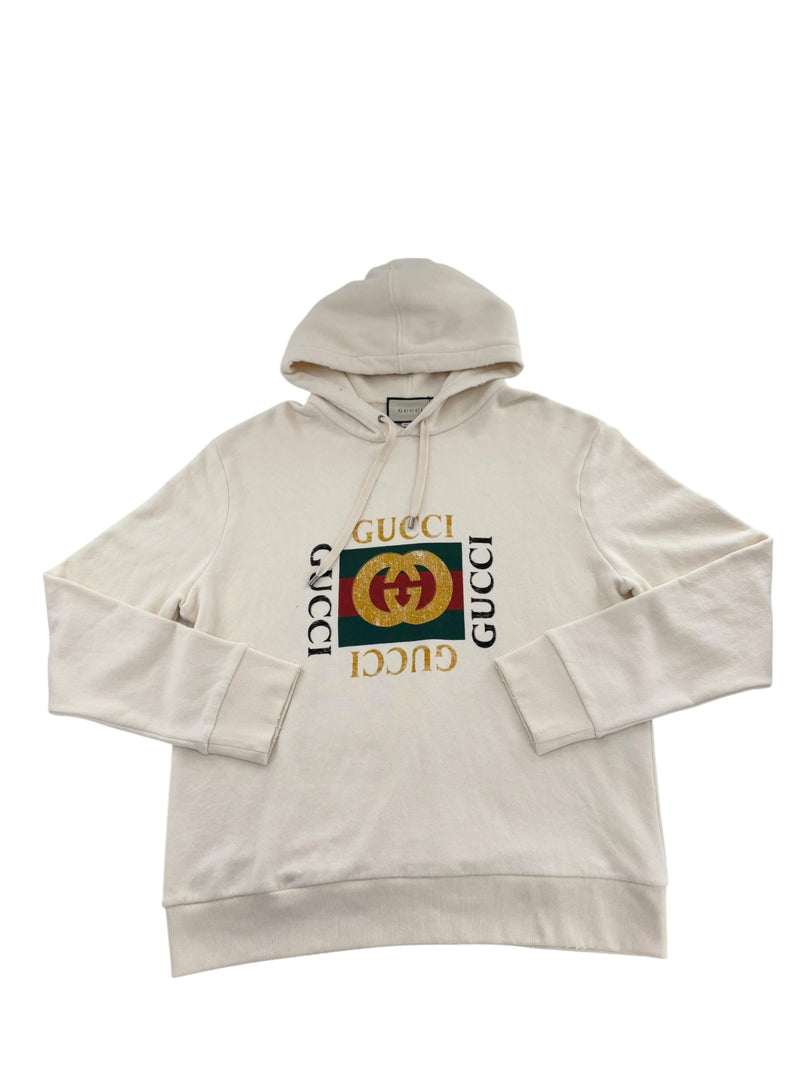 Gucci Logo Hoodie Cream