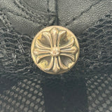 Chrome Hearts Cemetary Cross Leather Stitched Trucker Hat Black