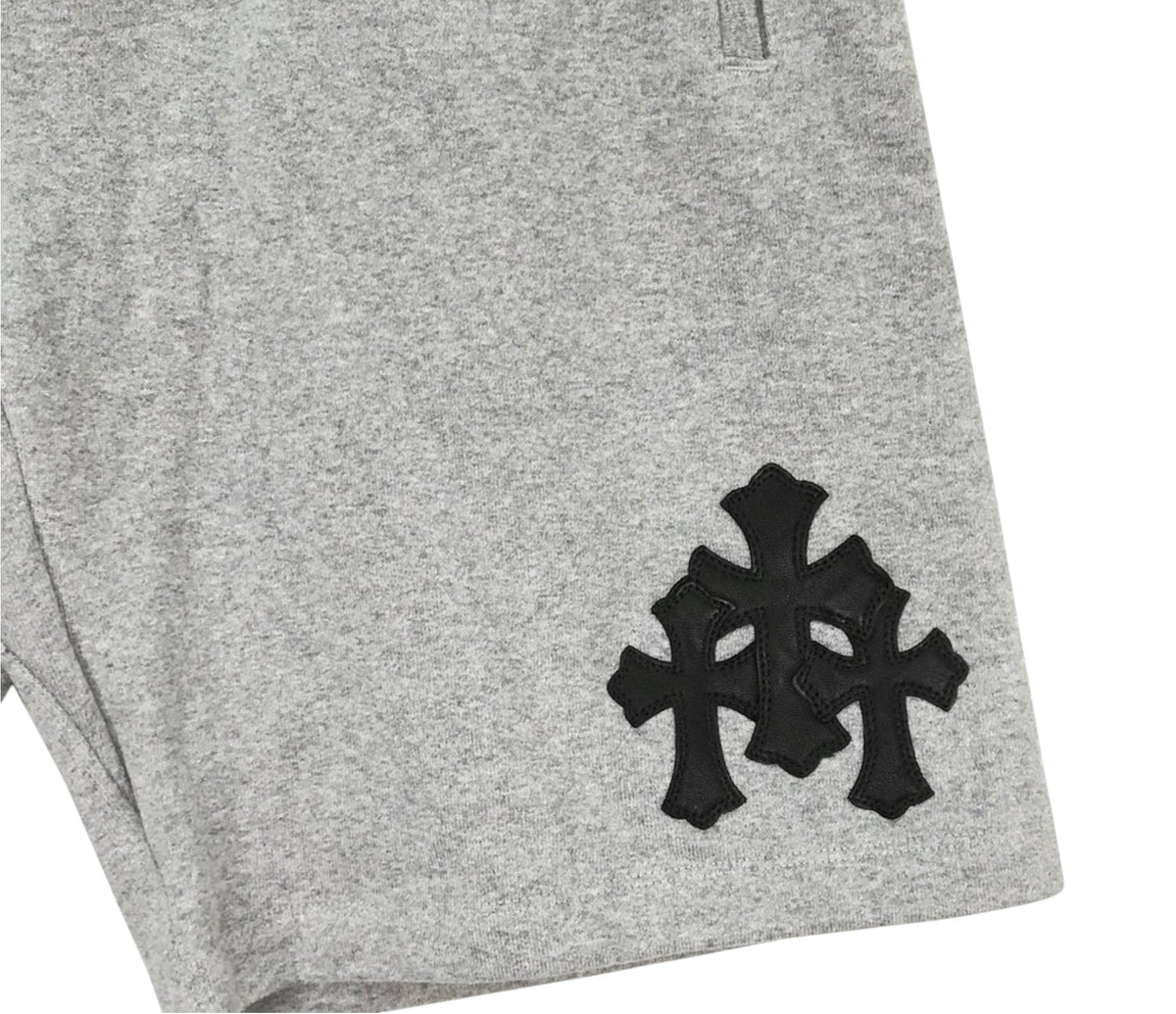 Chrome Hearts Cemetery Leather Cross Patch Paper Jam Shorts Grey