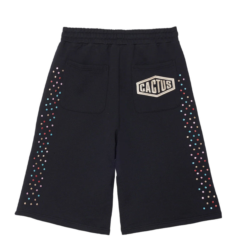 Cactus Valley Crystal Cactus Sweat Shorts Black