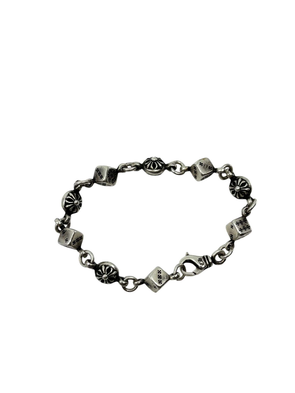 Chrome Hearts Dice and Plus Ball Bracelet Silver