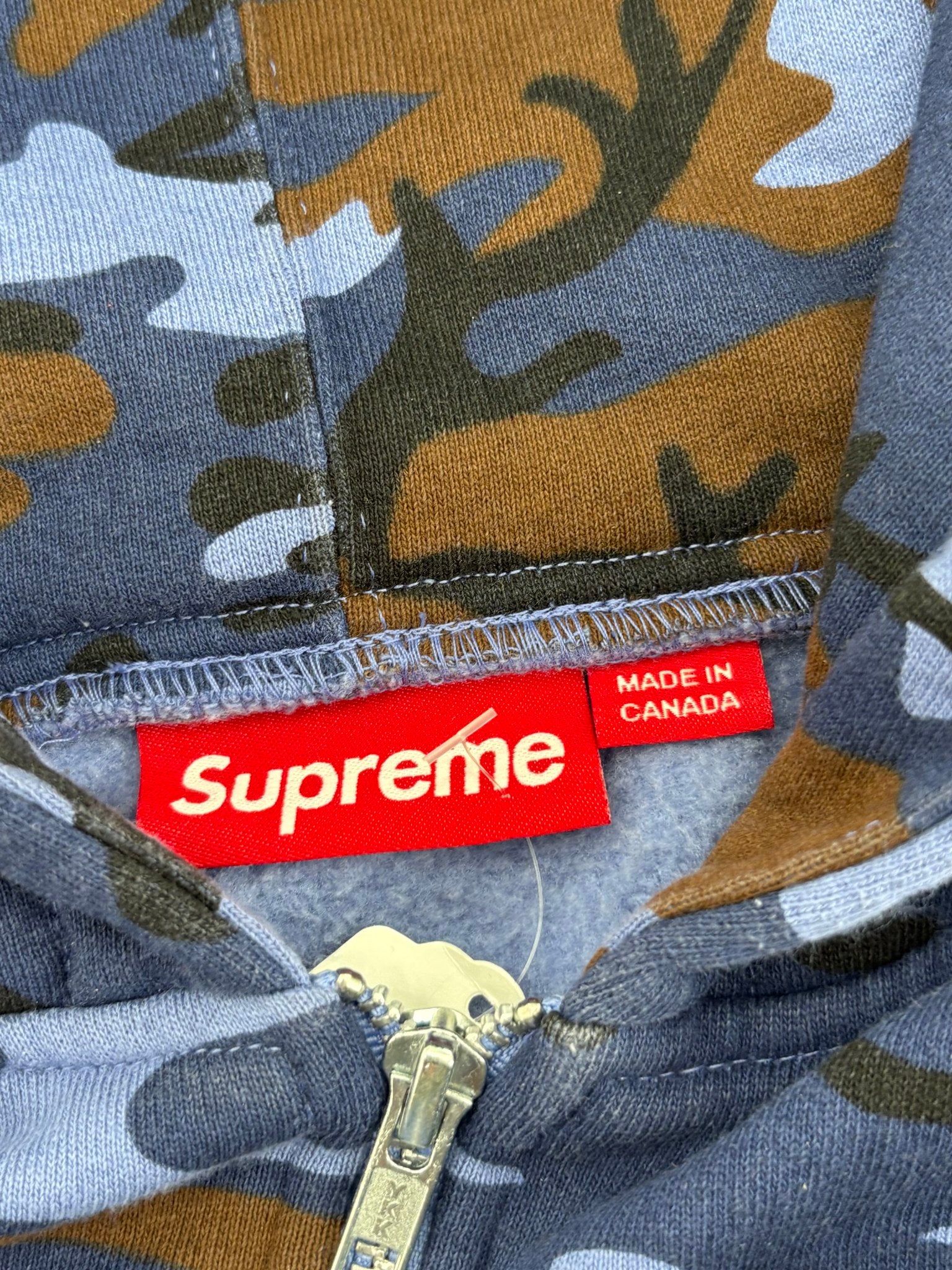 Supreme Logo Zip Hoodie Blue Camo