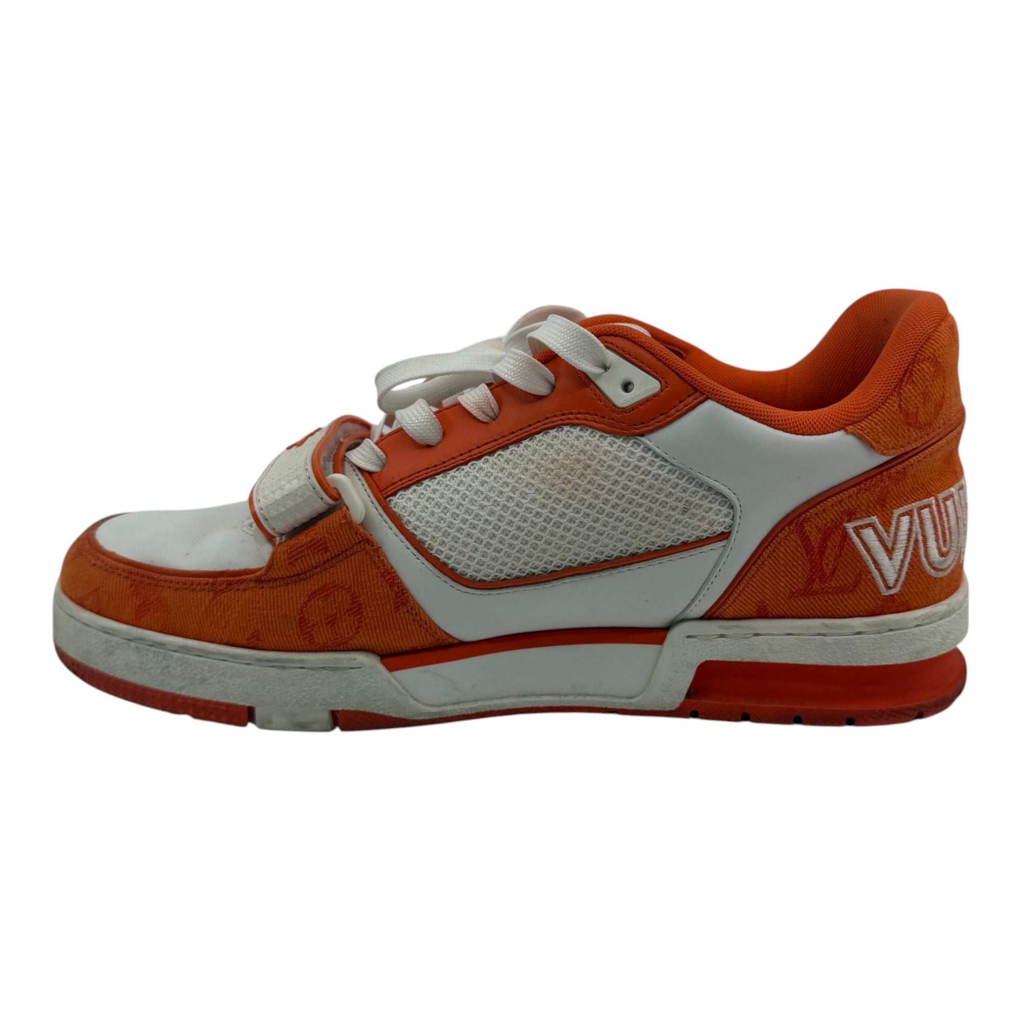 Louis Vuitton Trainer Low Velcro Strap Orange Monogram Denim
