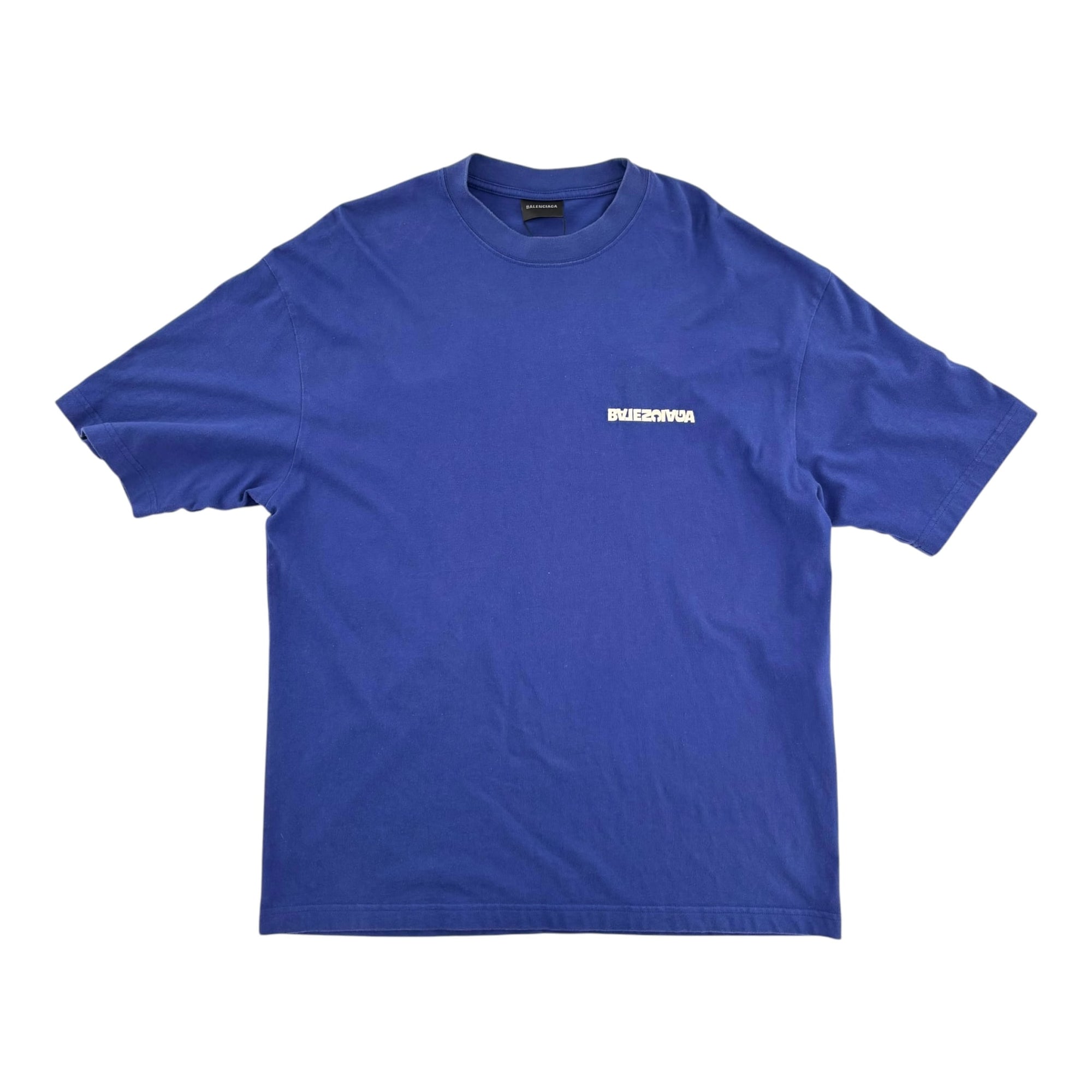 Balenciaga Distorted Logo Tee Blue